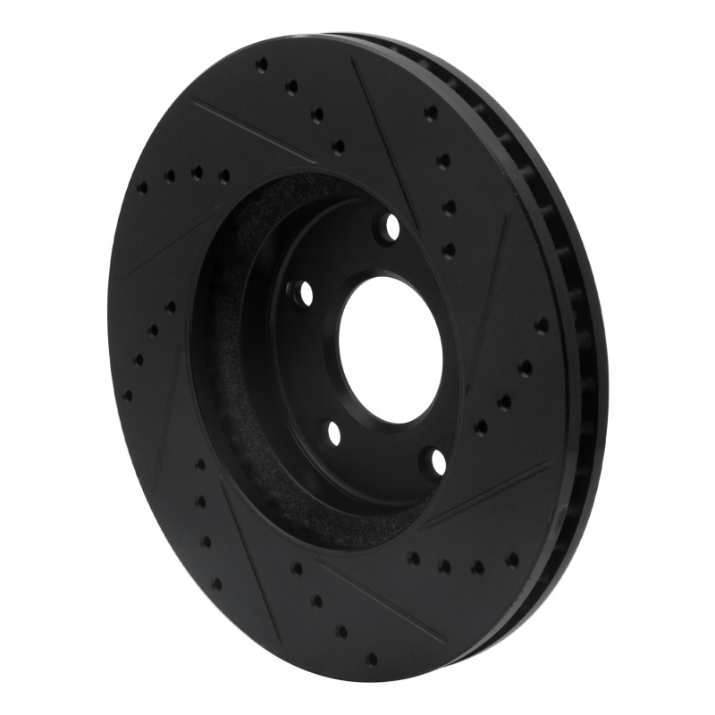 Infiniti M45 Brake Rotor (1) - Front Left - R1 Concepts - Drilled & Slotted - Black - `02-`17